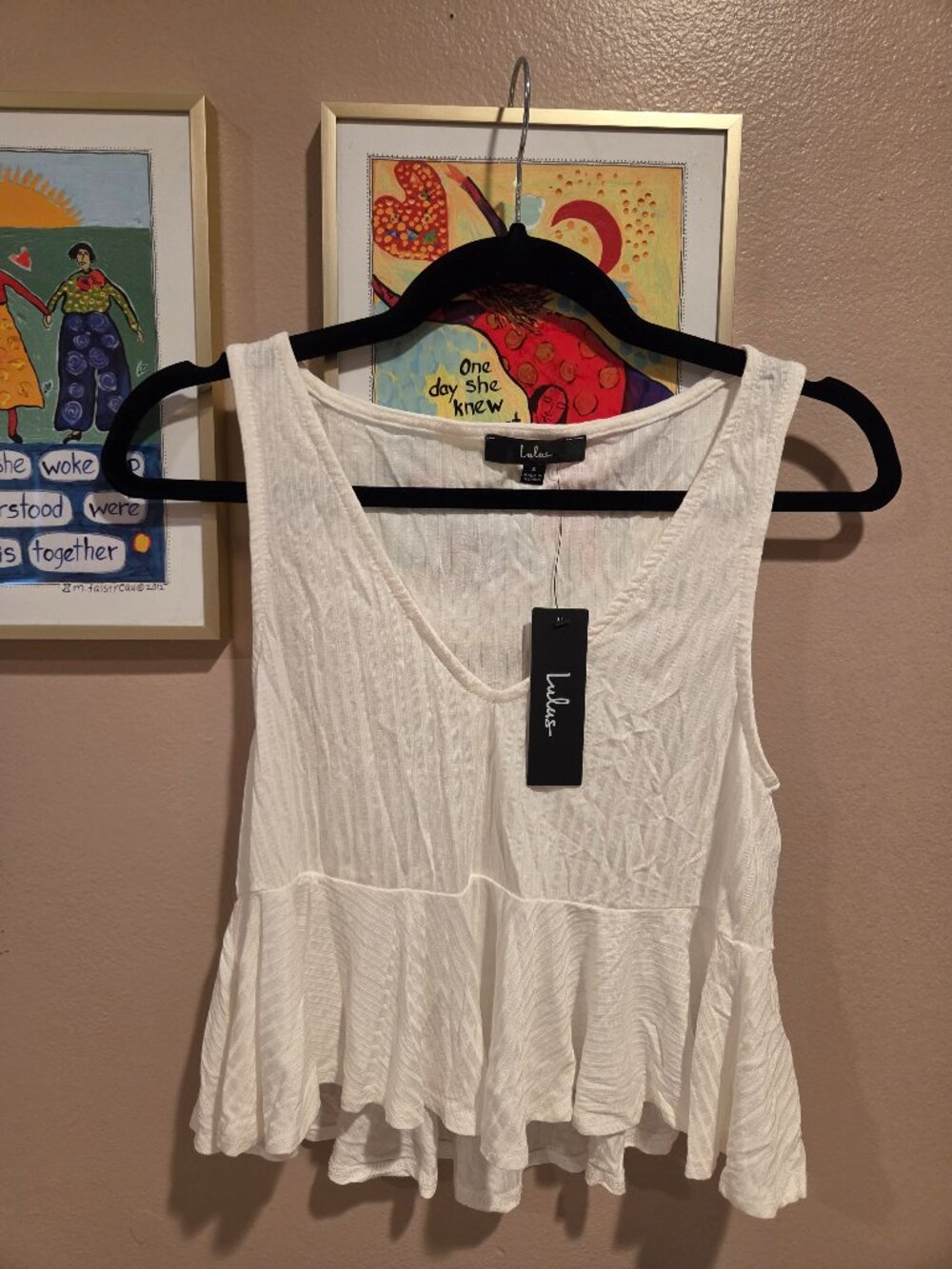 Lulus Kinsey V Neck Ruffled Crop Top Small, NWT